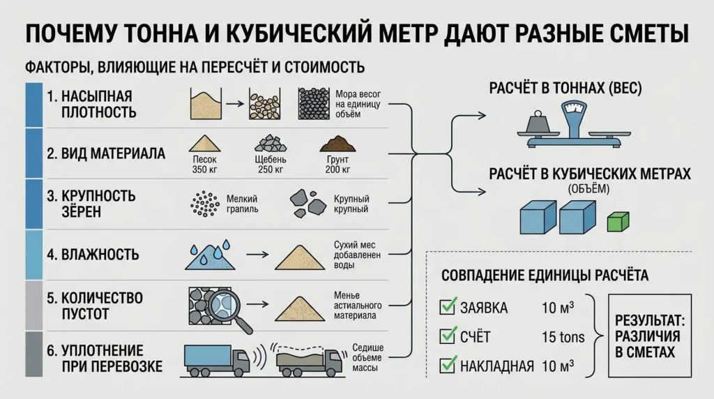 Почему тонна и кубический метр дают разные сметы